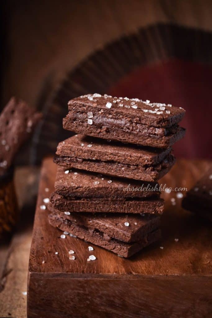 Eggless Whole wheat bourbon biscuits