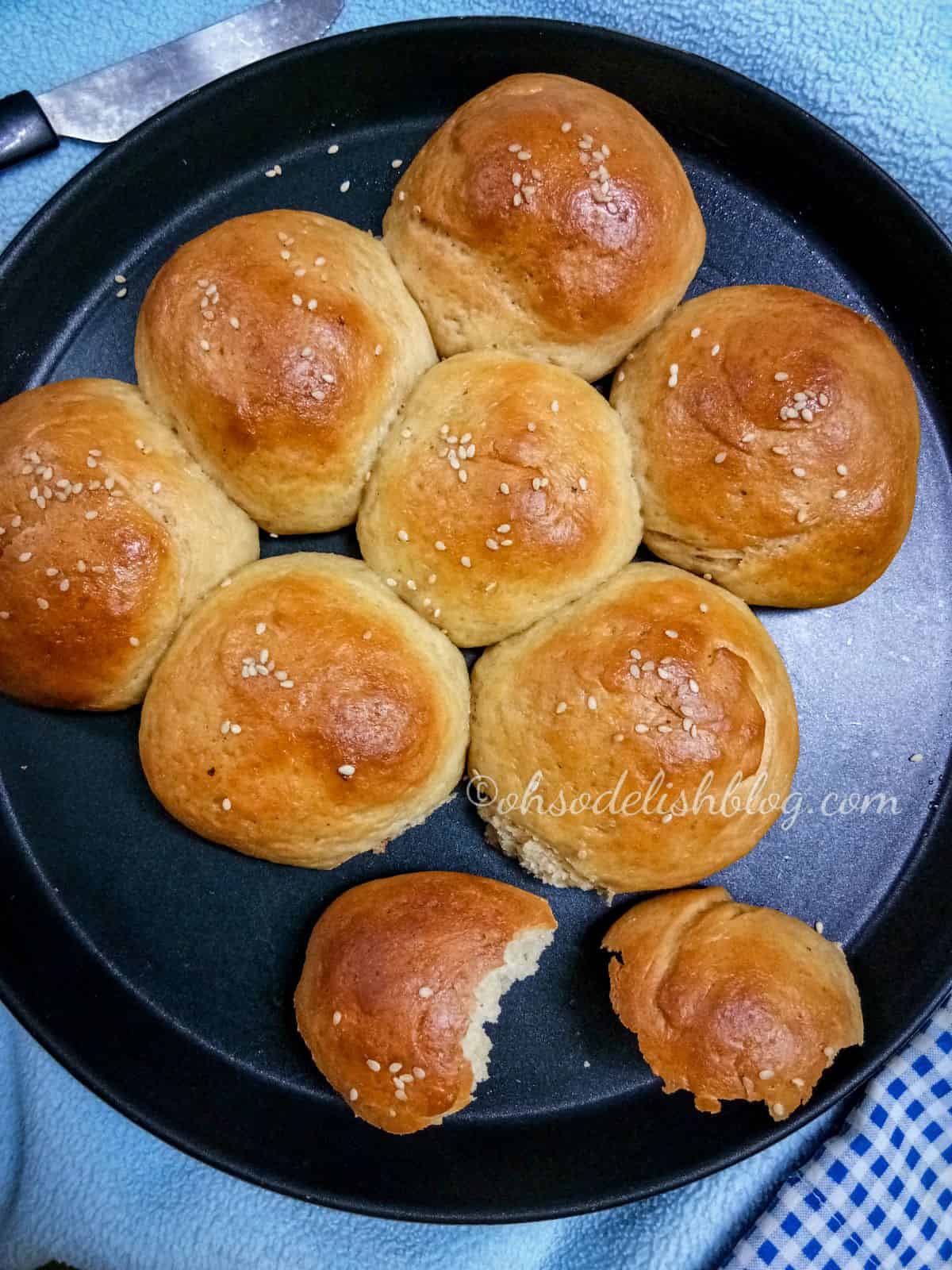 Whole wheat milk buns made with Tangzhong method 