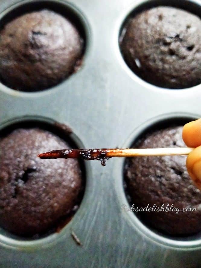 brownie batter stuck to toothpick